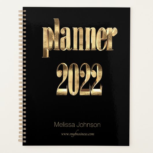 Business Planner 2022 Script noir et or moderne (Devant)