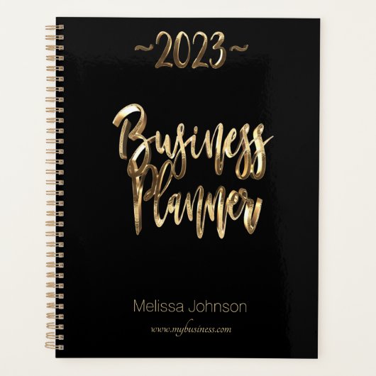 Business Planner 2023 Script noir et or moderne (Devant)