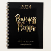 Business Planner 2024 Script noir et or moderne (Devant)