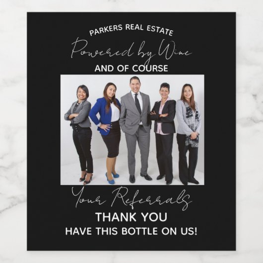 Business Powered on Wine en uw verwijzingen Wijn Etiket (Enkel label)