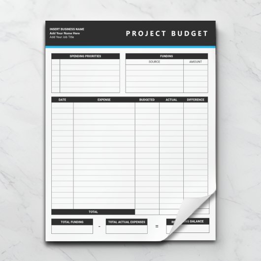 Business Project Budget Template Sheets Notepad Notitieblok
