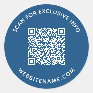 Business QR Code Aangepaste tekst Blauw Ronde Sticker