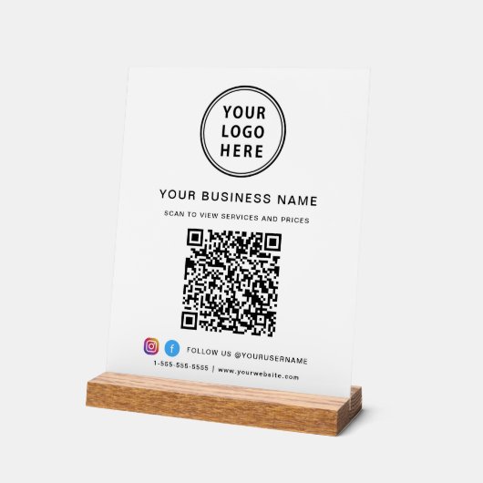 Business QR Code and Logo White (Angle)