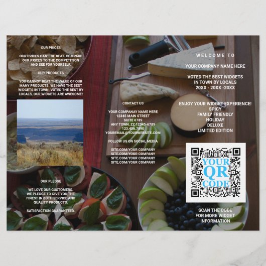 Business QR Code Cool photo foncé Tri-Fold Menu (Devant)