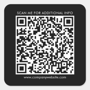 Business QR Code en Company Website Black Vierkante Sticker