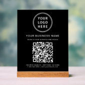 Business QR Code en Logo Black Acryl Bord (Neutraal)