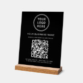 Business QR Code en Logo Black Acryl Bord (Hoek)
