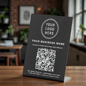 Business QR Code en Logo Black Reclamebord Met Voetstuk