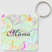 Business QR Code Faux Holographic Monogramed Sleutelhanger (Achterkant)