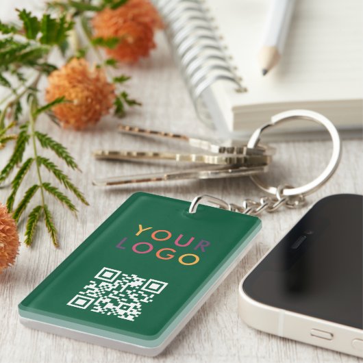 Business QR Code Logo Green Sleutelhanger (Voorkant Rechts)