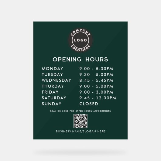Business QR Code Logo Modern Opening Hours (Recto)