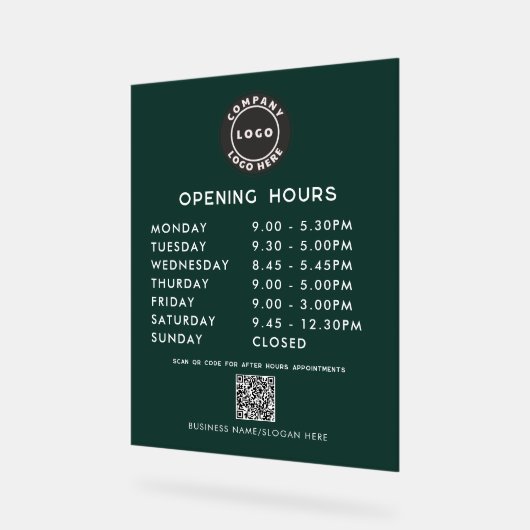 Business QR Code Logo Modern Opening Hours (Angle)
