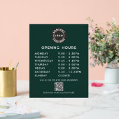 Business QR Code Logo Modern Opening Hours Acryl Bord (Huwelijk)
