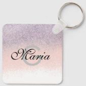 Business QR Code Monogramed Faux Glitter Sleutelhanger (Achterkant)