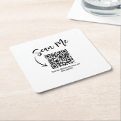 Business QR Code Scan Me Menu Custom Vierkante Kartonnen Onderzetter (Schuin)