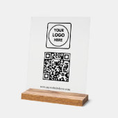 Business QR Website Logo Acrylic Sign (Angle)