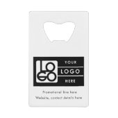 Business Rectangle Logo Text Promo QR Code Kredietkaart Flessenopener (Voorkant)