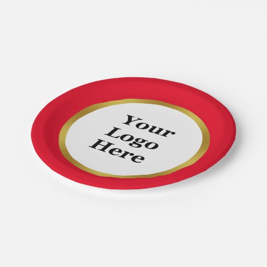 Business Red White Gold Uw Logo Sjabloon Papieren Bordje (Gekanteld)
