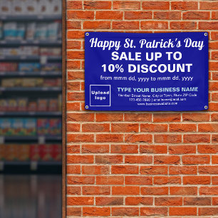 Business Saint Patrick Sale op blauwe rechthoek Spandoek