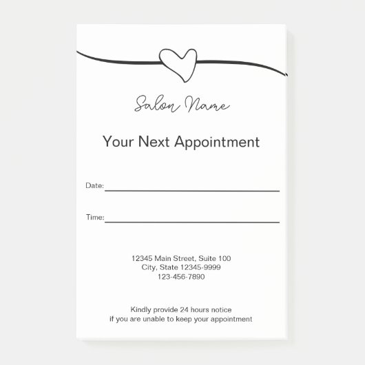 Business Salon Zwart Wit Uw volgende afspraak Post-it® Notes (Voorkant)