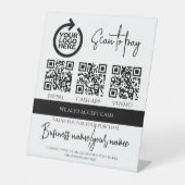 Business Scan om gepersonaliseerde Logo QR-code te Reclamebord Met Voetstuk (Voorkant)