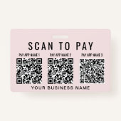 Business Scan to Pay 3 QR Codes Pink Badge (Achterkant)