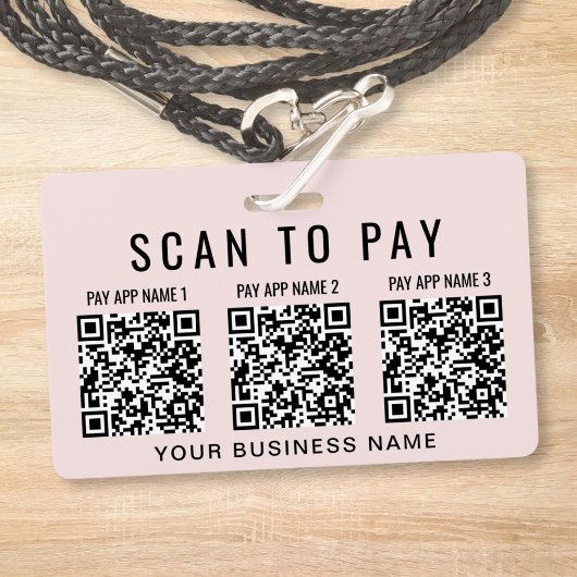 Business Scan to Pay 3 QR Codes Pink Badge