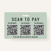 Business Scan to Pay 3 QR Codes Sage Green Badge (Achterkant)
