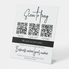 Business Scan to Pay Personalized 3 QR Code Reclamebord Met Voetstuk