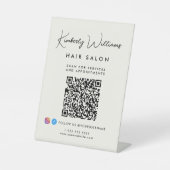 Business Signature Script Monogram QR Code Reclamebord Met Voetstuk (Voorkant)