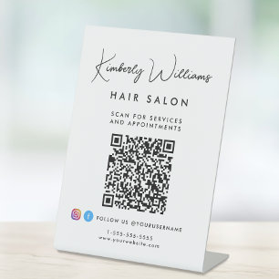 Business Signature Script Monogram QR Code Reclamebord Met Voetstuk