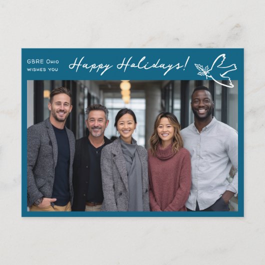 Business Simple Dove CUSTOM PHOTO ChristmasHoliday Briefkaart (Voorkant)