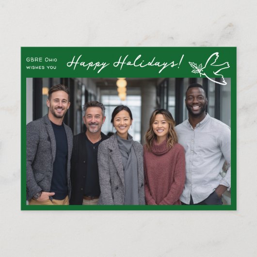 Business Simple Dove CUSTOM PHOTO ChristmasHoliday Briefkaart (Voorkant)