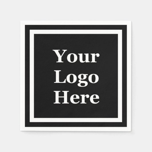 Business Sjabloon Black en White Uw Logo hier Servet (Voorkant)