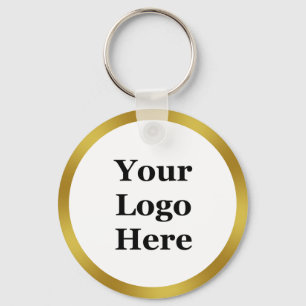 Business Sjabloon Faux Gold Border Uw Logo hier Sleutelhanger