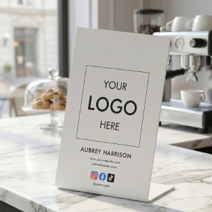 Business Social Media Logo Professional Reclamebord Met Voetstuk