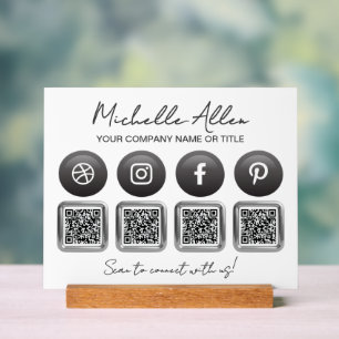 Business Social Media QR Codes Acryl Teken Bord