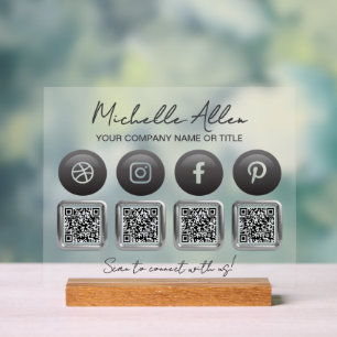 Business Social Media QR Codes Connexion acrylique