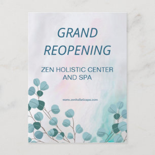 Business Spa Salon Blauwgroen Eucalyptus openen Briefkaart