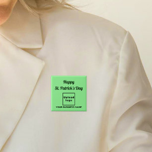 Business St. Patrick licht groen vierkant Button