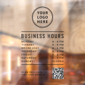 Business Store Hours QR Code Business Logo Raamsticker (Vel 2)