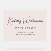 Business Stylish Signature Script Pink Frosted Acryl Bord (Voorkant)