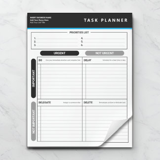 Business Task Planner Priority Matrix Notepad Notitieblok