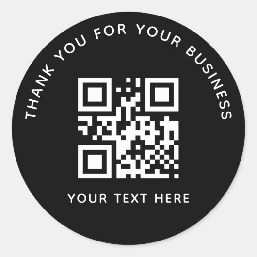 Business Thank You Custom QR Code Black Ronde Sticker (Voorkant)