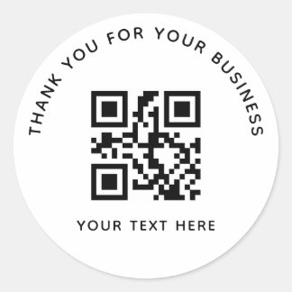 Business Thank You Custom QR Code White Ronde Sticker