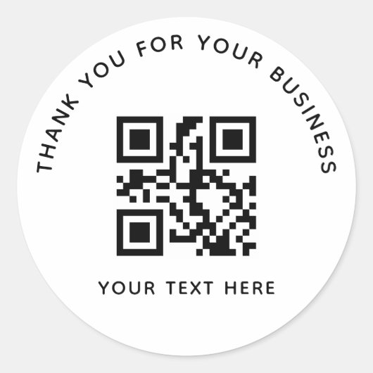 Business Thank You Custom QR Code White Ronde Sticker (Voorkant)