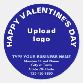 Business Valentijn Greeting on Blue Round Sticker (Voorkant)
