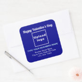 Business Valentijn Greeting on Blue Vierkante Sticker (Envelop)