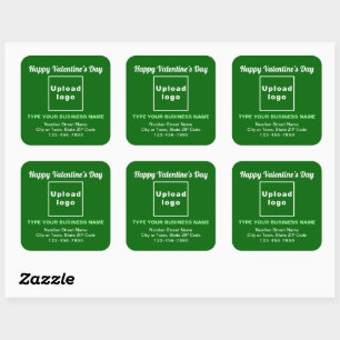 Business Valentijn Greeting on Green Vierkante Sticker