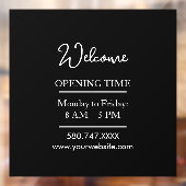 Business Welcome & Open Hours Cling Raamsticker (Vel 2)